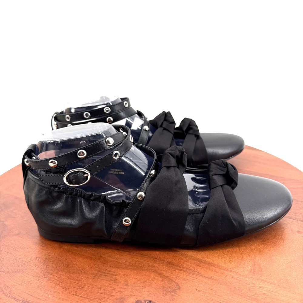 Maeve Moto Strap Leather Ballet Flats Women Black Ankle‎ Buckle EU 39/US 8-8.5